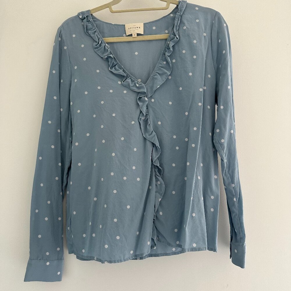 Sezane Blue & White Blouse Size 42
